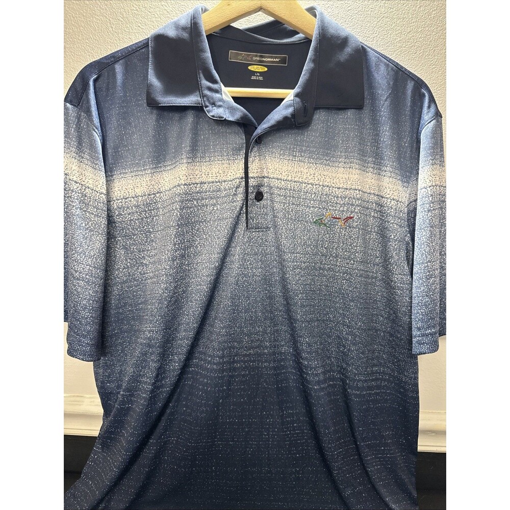 Greg Norman Sports Performance Golf Polo T Shirt PLAY DRY Fit Blue LG
